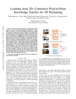 Learning from 2D: Contrastive Pixel-to-Point Knowledge Transfer for 3D
  Pretraining
