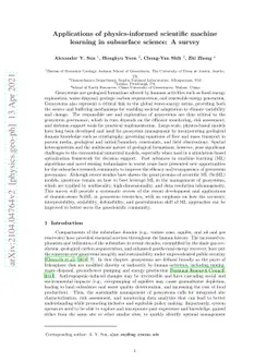 Applications of physics-informed scientific machine learning in
  subsurface science: A survey