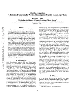 Selection-Expansion: A Unifying Framework for Motion-Planning and
  Diversity Search Algorithms