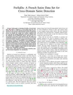 FreSaDa: A French Satire Data Set for Cross-Domain Satire Detection
