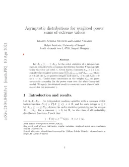 Asymptotic distributions for weighted power sums of extreme values