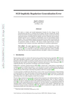 SGD Implicitly Regularizes Generalization Error