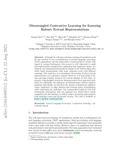 Disentangled Contrastive Learning for Learning Robust Textual
  Representations