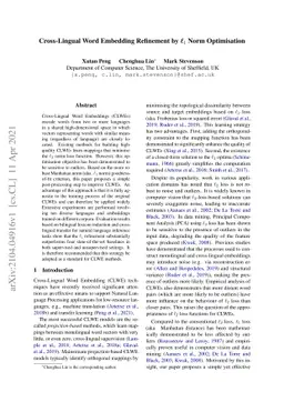 Cross-Lingual Word Embedding Refinement by $\ell_{1}$ Norm Optimisation