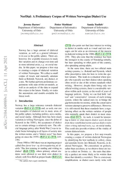 NorDial: A Preliminary Corpus of Written Norwegian Dialect Use