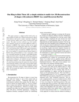 One Ring to Rule Them All: a simple solution to multi-view
  3D-Reconstruction of shapes with unknown BRDF via a small Recurrent ResNet