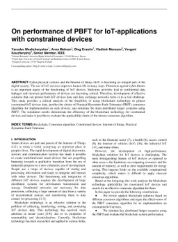 On performance of PBFT for IoT-applications with constrained devices