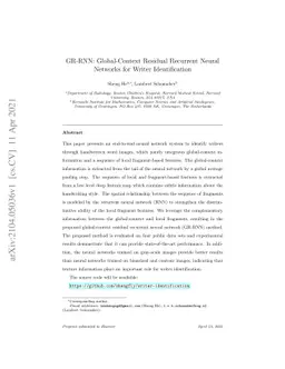 GR-RNN: Global-Context Residual Recurrent Neural Networks for Writer
  Identification