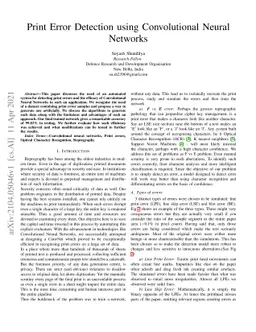 Print Error Detection using Convolutional Neural Networks