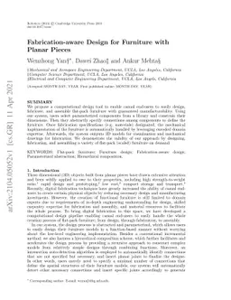 Fabrication-aware Design for Furniture with Planar Pieces