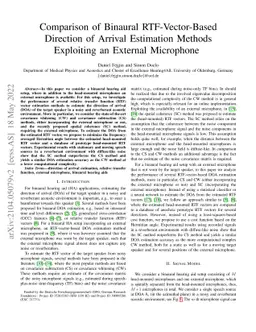 Comparison of Binaural RTF-Vector-Based Direction of Arrival Estimation
  Methods Exploiting an External Microphone