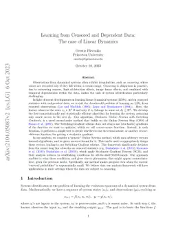 Learning from Censored and Dependent Data: The case of Linear Dynamics