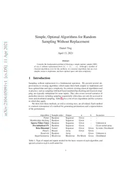 Simple, Optimal Algorithms for Random Sampling Without Replacement