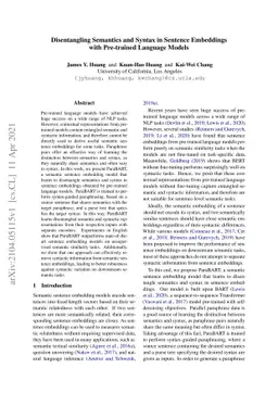 Disentangling Semantics and Syntax in Sentence Embeddings with
  Pre-trained Language Models