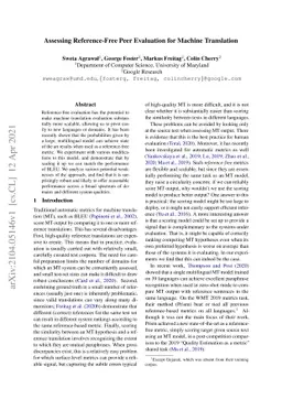 Assessing Reference-Free Peer Evaluation for Machine Translation