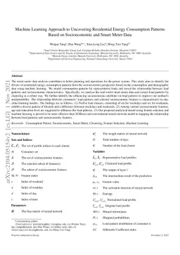 Machine Learning Approach to Uncovering Residential Energy Consumption
  Patterns Based on Socioeconomic and Smart Meter Data