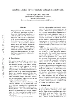 SuperSim: a test set for word similarity and relatedness in Swedish