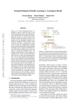 Factual Probing Is [MASK]: Learning vs. Learning to Recall