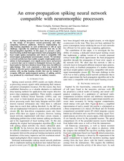 An error-propagation spiking neural network compatible with neuromorphic
  processors