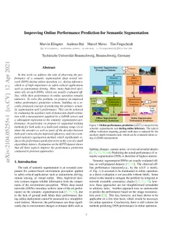 Improving Online Performance Prediction for Semantic Segmentation