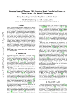 Complex Spectral Mapping With Attention Based Convolution Recurrent
  Neural Network for Speech Enhancement