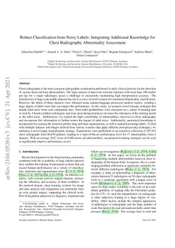 Robust Classification from Noisy Labels: Integrating Additional
  Knowledge for Chest Radiography Abnormality Assessment