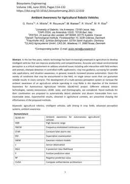 Ambient awareness for agricultural robotic vehicles