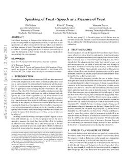 Speaking of Trust -- Speech as a Measure of Trust