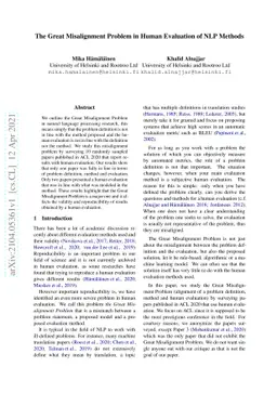 The Great Misalignment Problem in Human Evaluation of NLP Methods