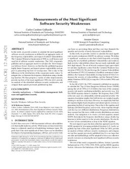 Measurements of the Most Significant Software Security Weaknesses