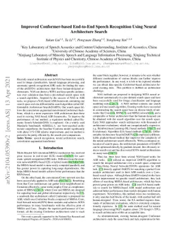 Improved Conformer-based End-to-End Speech Recognition Using Neural
  Architecture Search