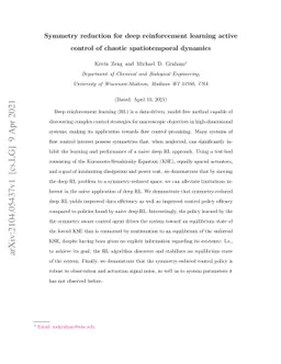 Symmetry reduction for deep reinforcement learning active control of
  chaotic spatiotemporal dynamics