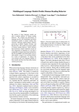 Multilingual Language Models Predict Human Reading Behavior
