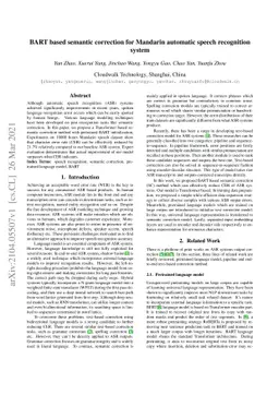 BART based semantic correction for Mandarin automatic speech recognition
  system