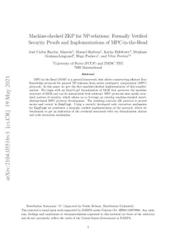 Machine-checked ZKP for NP-relations: Formally Verified Security Proofs
  and Implementations of MPC-in-the-Head
