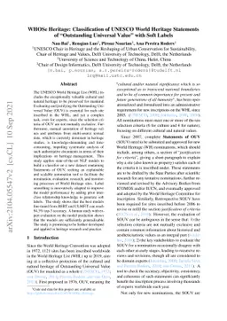 WHOSe Heritage: Classification of UNESCO World Heritage "Outstanding
  Universal Value" Documents with Soft Labels