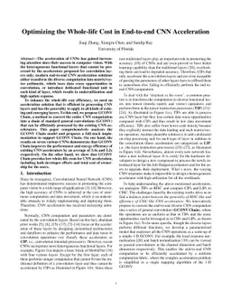 Optimizing the Whole-life Cost in End-to-end CNN Acceleration