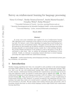 Survey on reinforcement learning for language processing