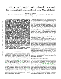 Fed-DDM: A Federated Ledgers based Framework for Hierarchical
  Decentralized Data Marketplaces