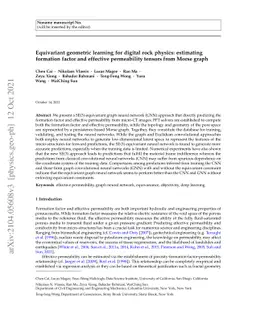 Equivariant geometric learning for digital rock physics: estimating
  formation factor and effective permeability tensors from Morse graph