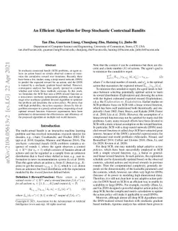 An Efficient Algorithm for Deep Stochastic Contextual Bandits