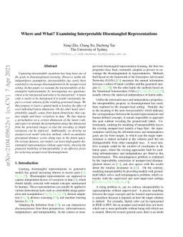 Where and What? Examining Interpretable Disentangled Representations