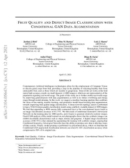 Fruit Quality and Defect Image Classification with Conditional GAN Data
  Augmentation