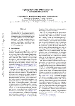 Fighting the COVID-19 Infodemic with a Holistic BERT Ensemble