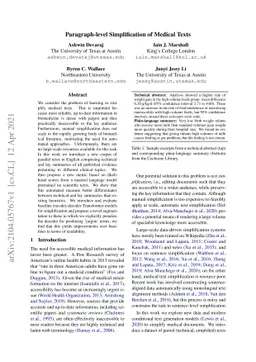 Paragraph-level Simplification of Medical Texts