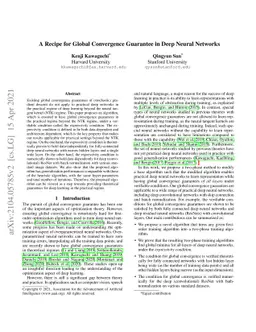 A Recipe for Global Convergence Guarantee in Deep Neural Networks