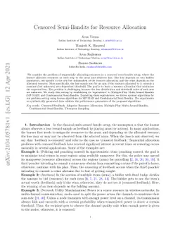 Censored Semi-Bandits for Resource Allocation