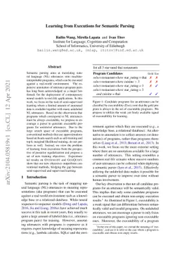 Learning from Executions for Semantic Parsing