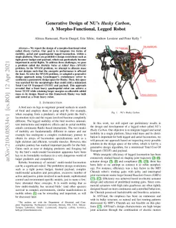Generative Design of NU's Husky Carbon, A Morpho-Functional, Legged
  Robot