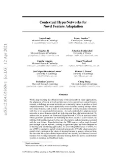 Contextual HyperNetworks for Novel Feature Adaptation
